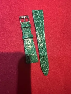 Cinturino per orologio in pelle di coccodrillo verde 20mm - 2606231534