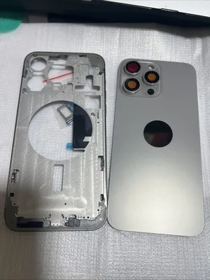 Compatibile Per Apple scocca Chassis Iphone Frame 15 Pro Max Argento + Vetro