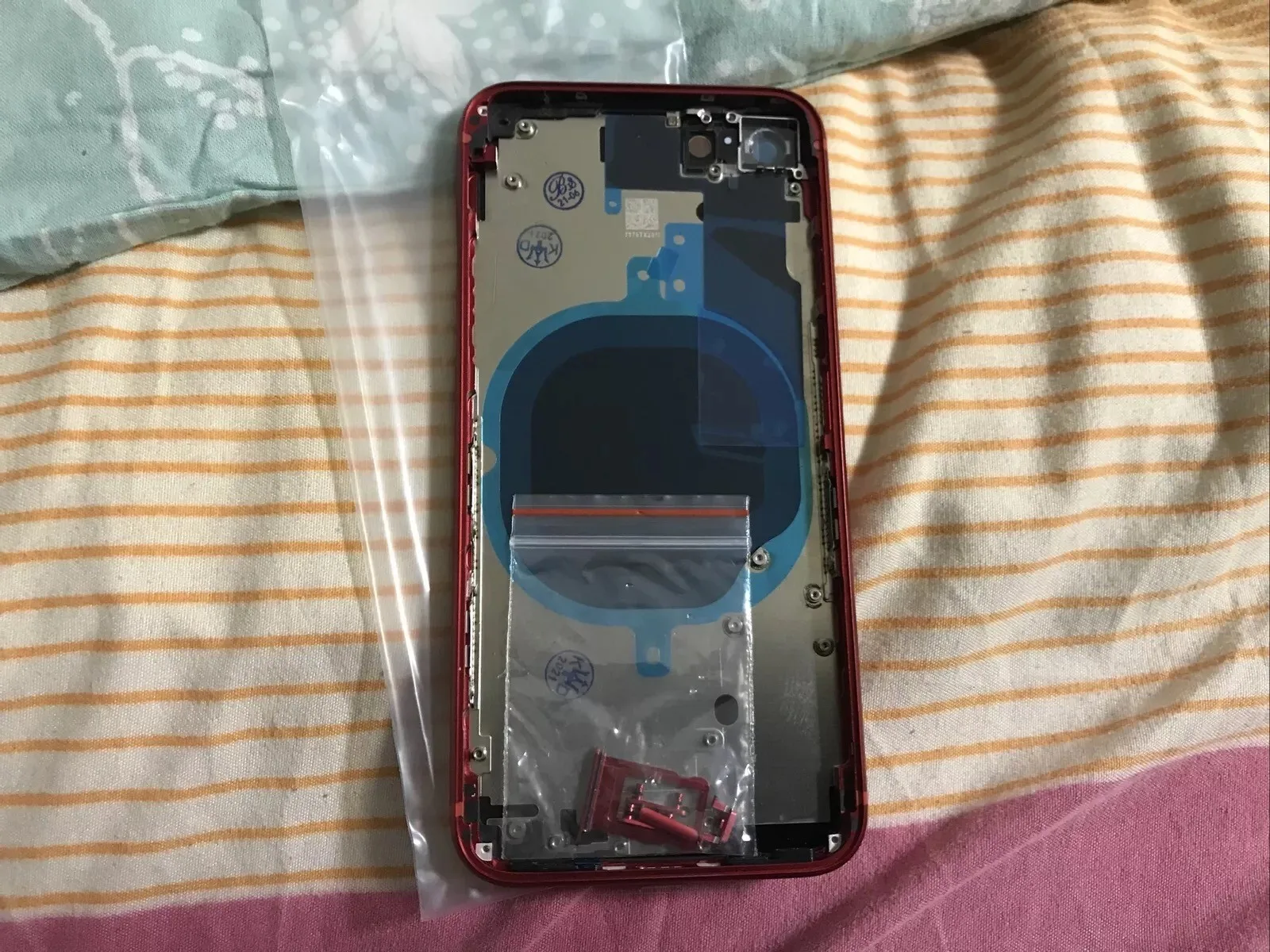 Compatibile Apple scocca Chassis Struttura Coperchio Iphone 8 Rosso Con Sim Slot