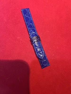 Cinturino per orologio in vera pelle di coccodrillo blu 18mm - 2606231646