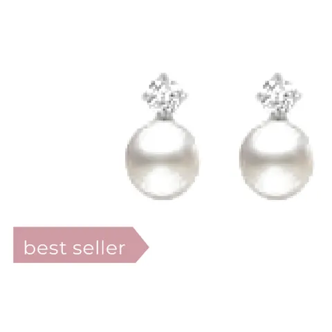 Stroili Bon Ton Orecchini lobo con perle e cubic zirconia Oro 9kt 1400924