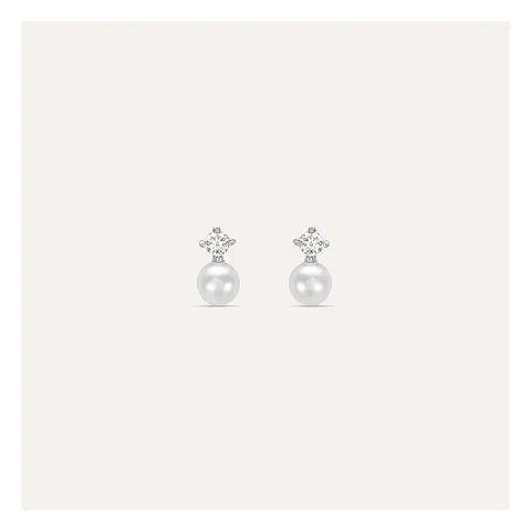 Stroili Bon Ton Orecchini lobo con perle e cubic zirconia Oro 9kt 1400924