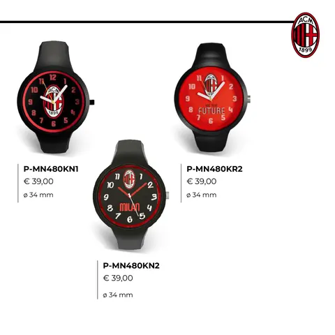 LD AC Milan Orologio Calcio One Kid 34 mm P-MN480KR2 Originale Ufficiale