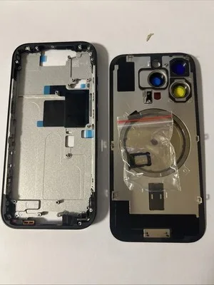 Compatibile Per Apple scocca Chassis Iphone Frame 16 Pro Nero + Vetro Posteriore