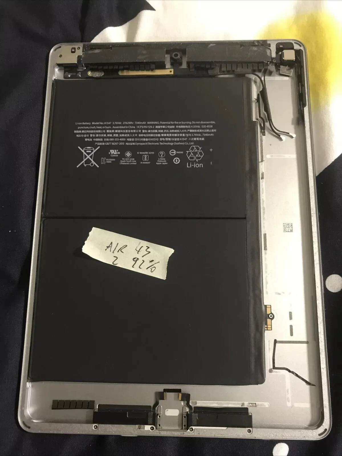 Originale Apple iPad Air 2 Chassis Batteria scocca Wifi A1566 Nero A