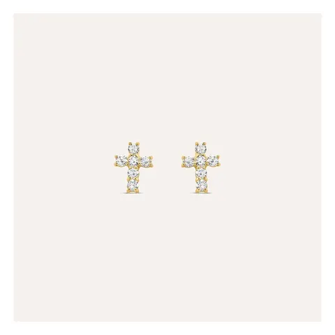 Stroili Bon Ton Orecchini croce con cubic zirconia Oro 9kt 1435998