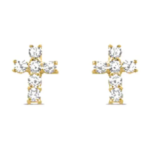Stroili Bon Ton Orecchini croce con cubic zirconia Oro 9kt 1435998