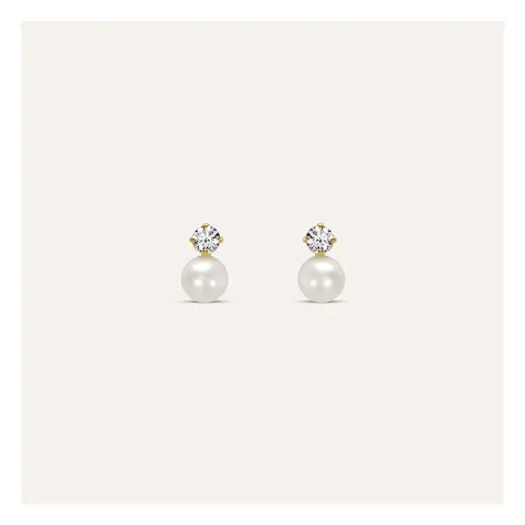 Stroili Bon Ton Orecchini lobo con perle e cubic zirconia Oro 9kt 1426716