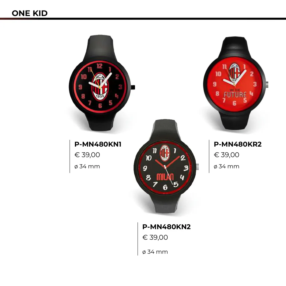 LD AC Milan Orologio Calcio One Kid 34 mm P-MN480KN1 Originale Ufficiale
