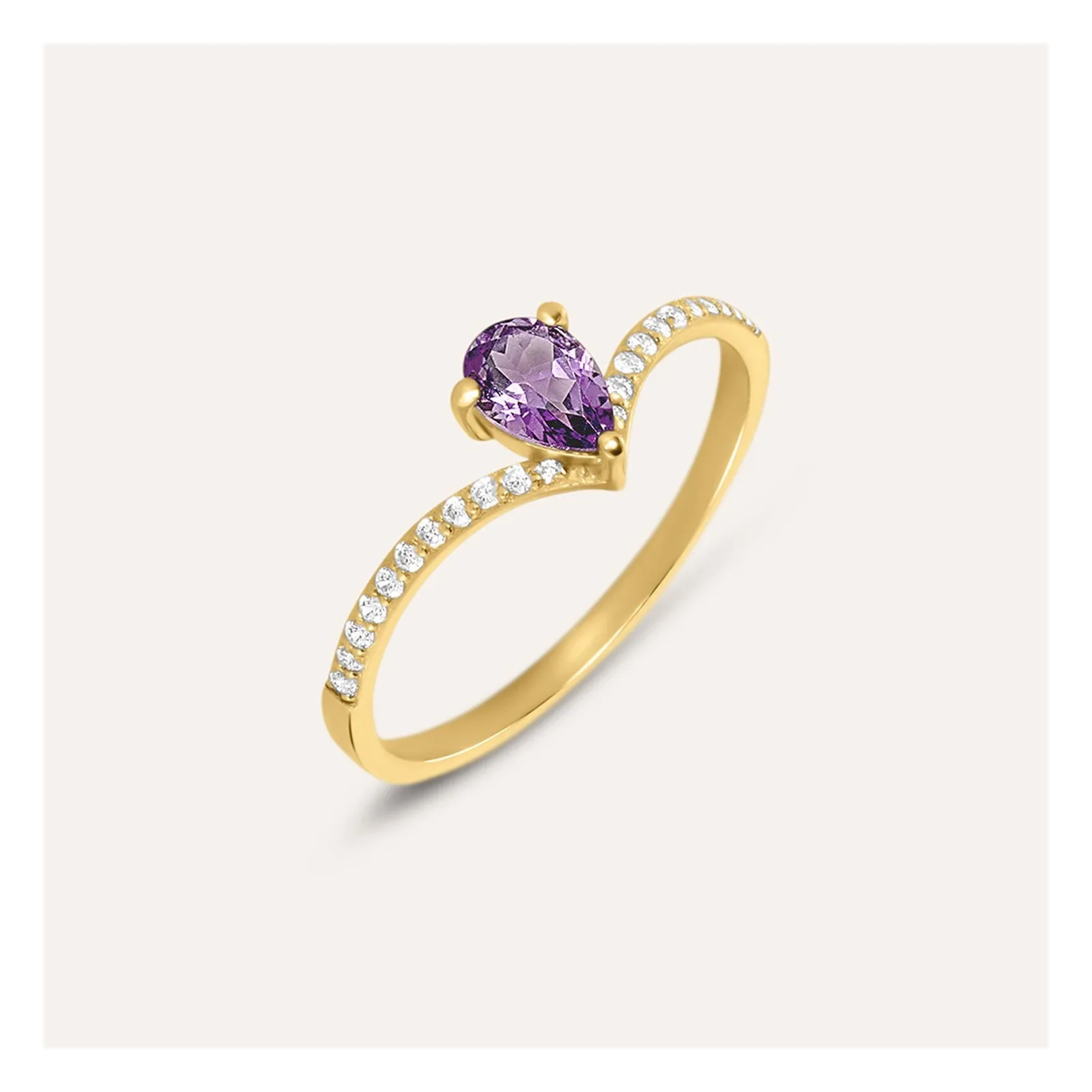 Stroili Amelie Anello con ametista viola e cubic Oro 9kt Misura 16 1437936