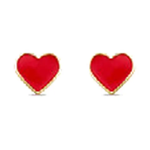 Stroili Mon Petit Orecchini lobo con cuore rosso smaltato Oro 9kt 1436008