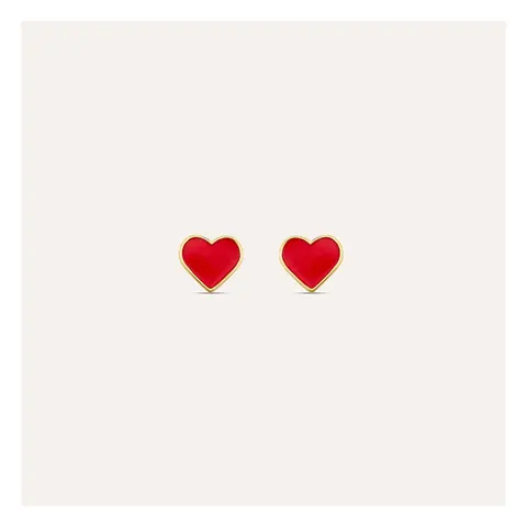 Stroili Mon Petit Orecchini lobo con cuore rosso smaltato Oro 9kt 1436008