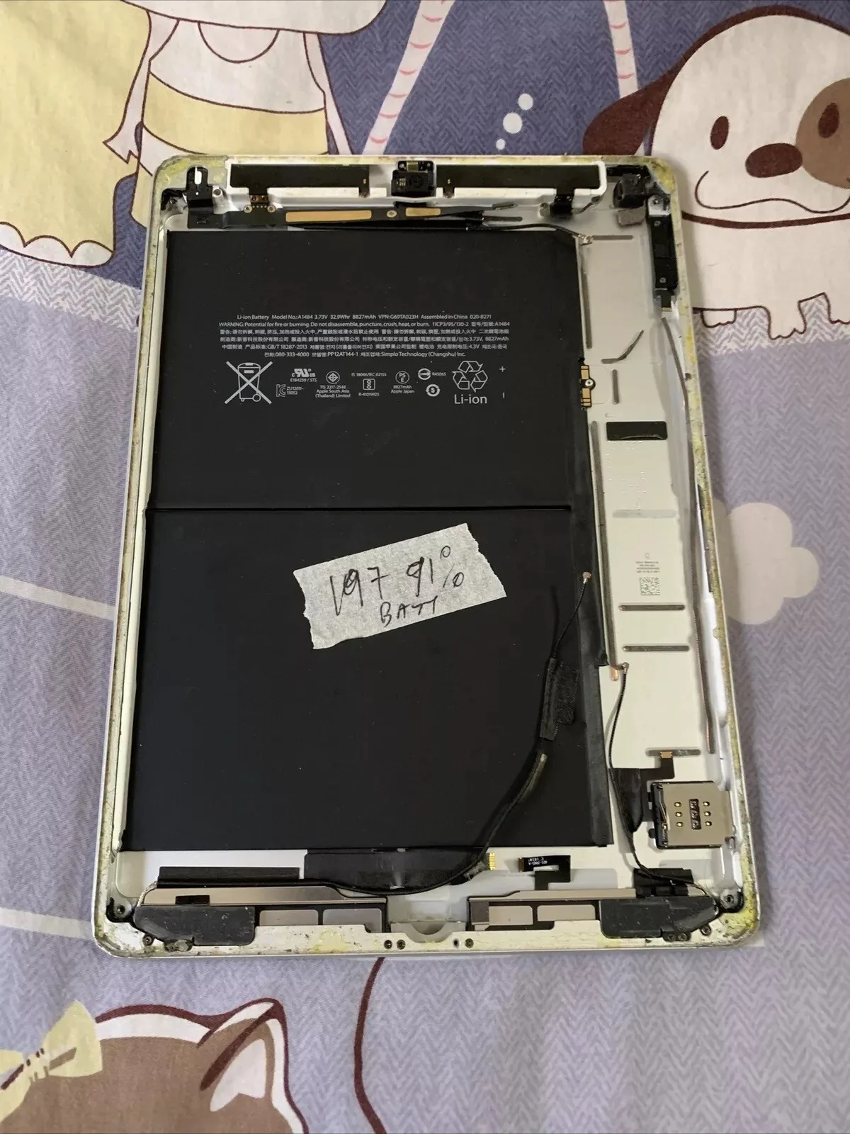 Originale Apple iPad 6 6th Chassis Batteria scocca Wifi Cellular A1954 Argento B