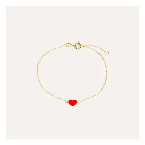 Stroili Mon Petit Bracciale con cuore rosso smaltato Oro 9kt 1436009