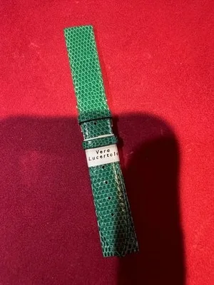 Cinturino per orologio in vera pelle di lucertola verde 16mm - 2606231336