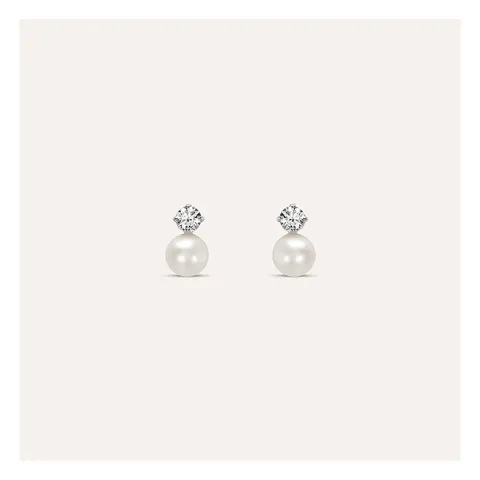 Stroili Bon Ton Orecchini lobo con perle e cubic zirconia Oro 9kt 1426717