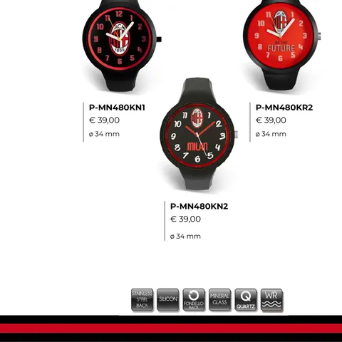 LD AC Milan Orologio Calcio One Kid 34 mm P-MN480KN2 Originale Ufficiale