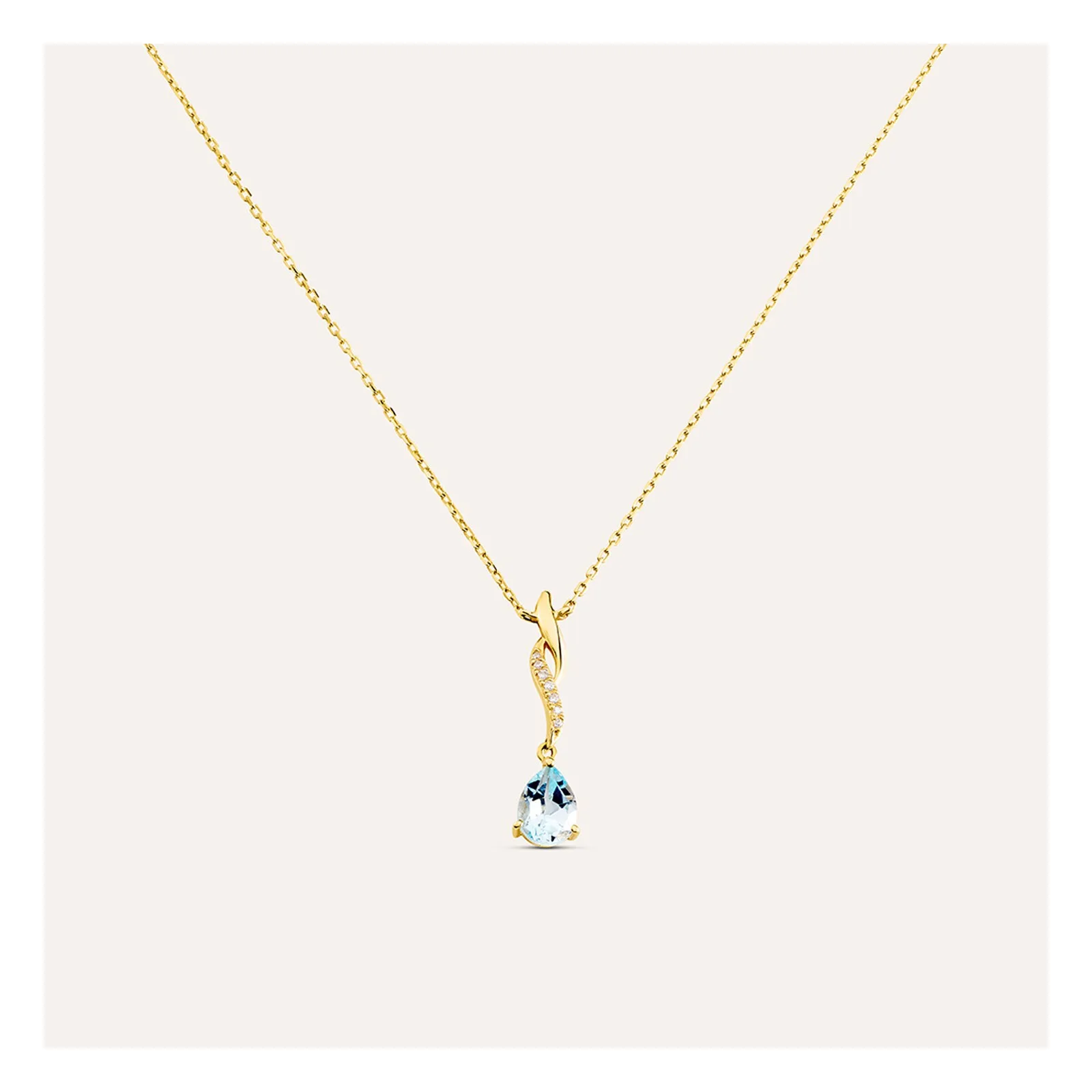 Stroili Amelie Collana goccia con topazio sky blue e cubic Oro 9kt 1437879