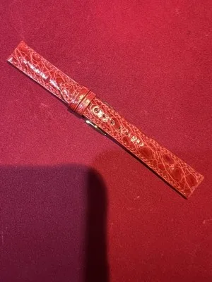 Cinturino per orologio in pelle di coccodrillo rosso - 2606241450