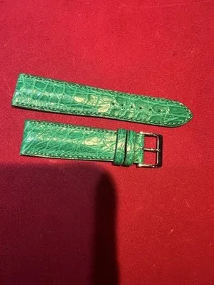 Cinturino per orologio in pelle coccodrillo verde 22mm - F221