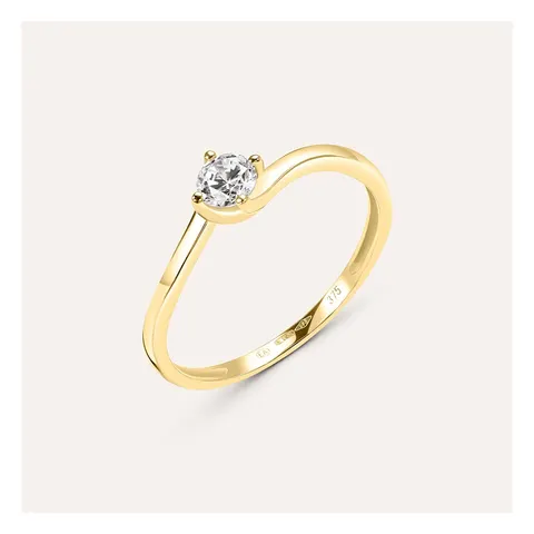 Stroili Claire Solitaire Ring with Cubic Zirconia 9kt Gold Size 12 1414587