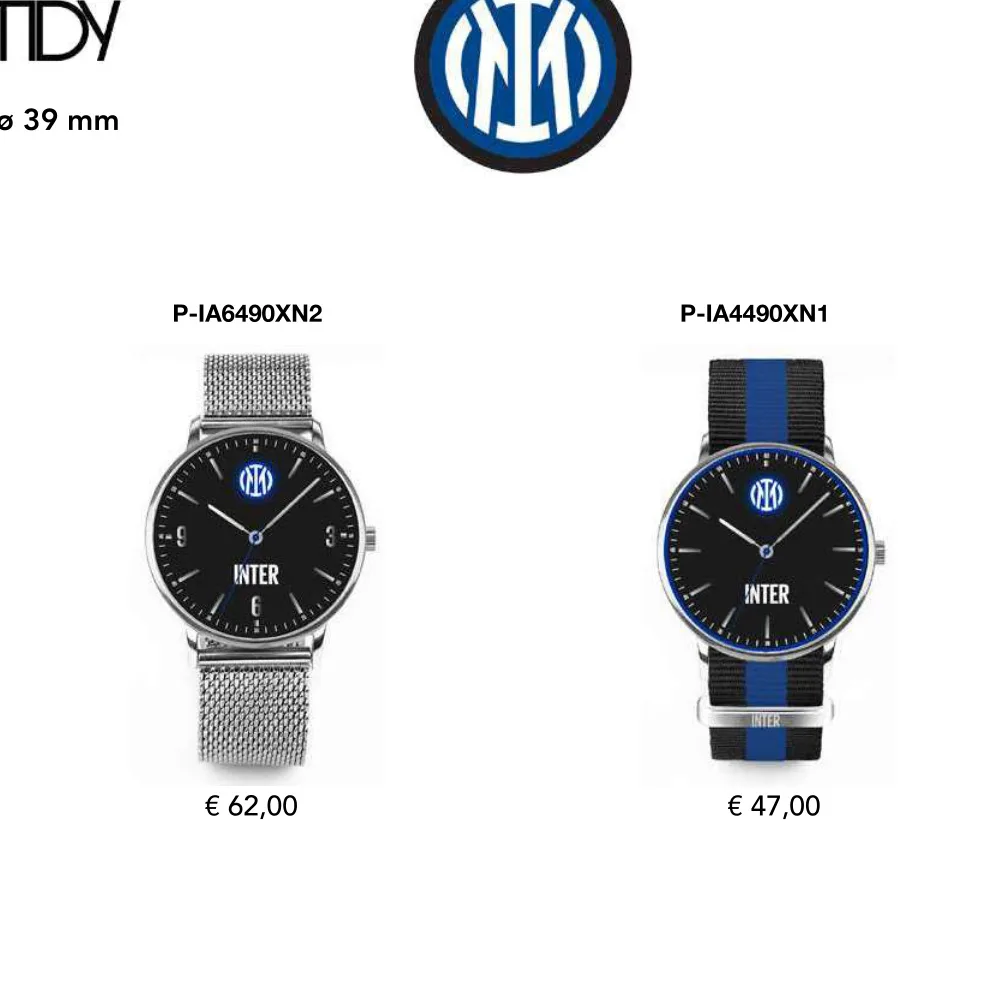 LD FC Inter Orologio Calcio Tidy 39 mm P-IA6490XN2 Originale Ufficiale