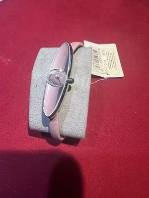 Orologio da polso Calvin Klein design ellittico con cinturino in pelle rosa - K3923129