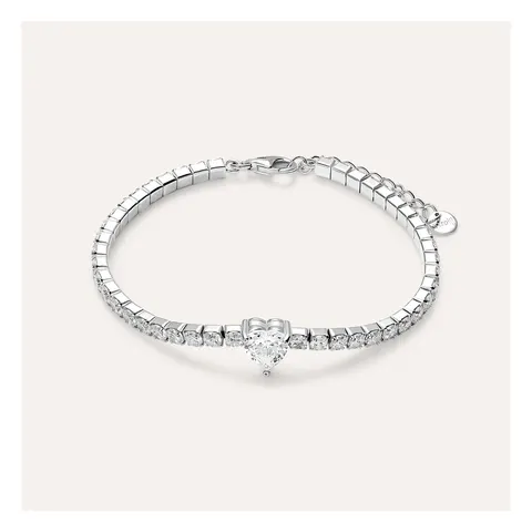 Stroili Silver Elegance Bracciale tennis cuore con cubic Argento 925 1696407