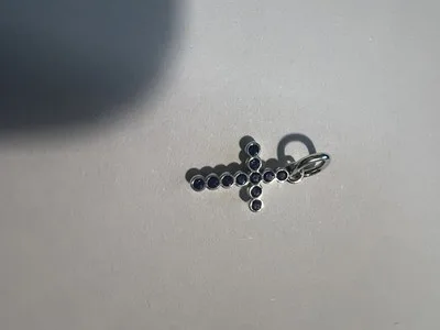 Ciondolo Croce in Argento Sterling 925 con Cubic Zirconia Blu - LAB22609302110