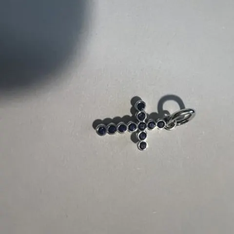 Ciondolo Croce in Argento Sterling 925 con Cubic Zirconia Blu - LAB22609302110