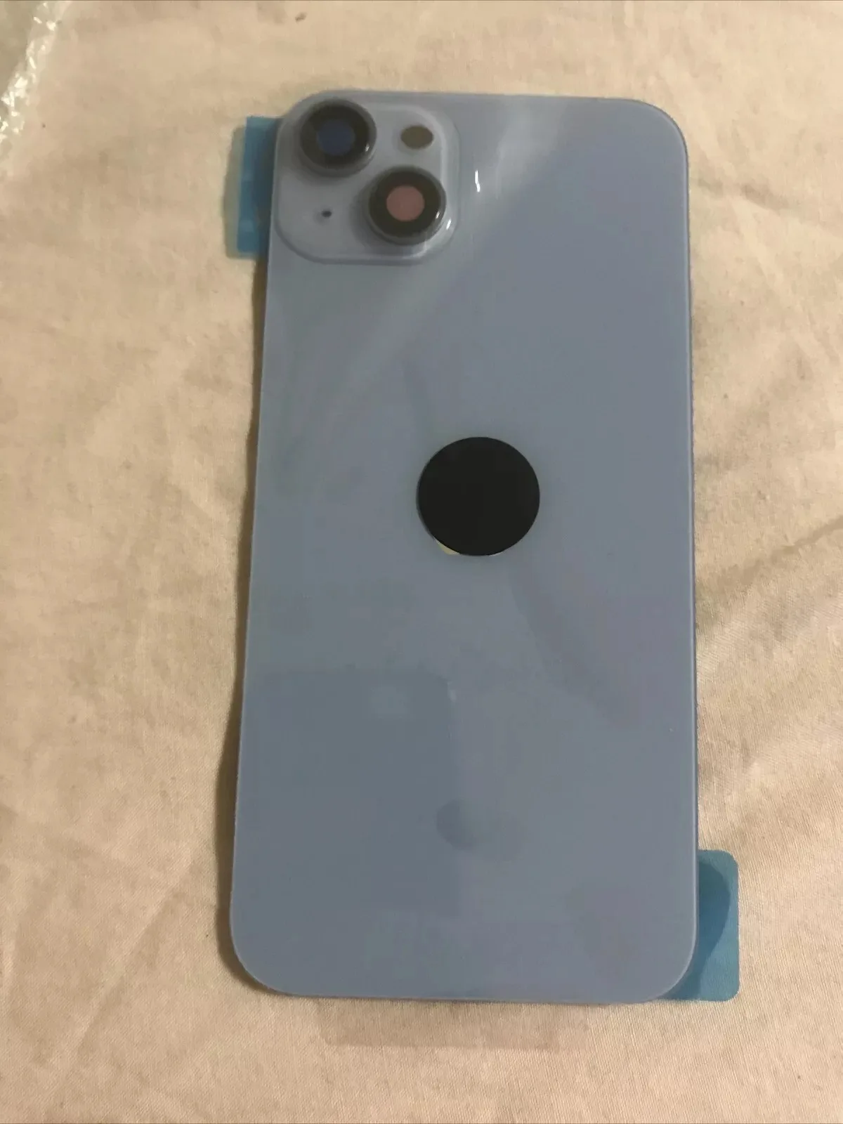 Back vetro Scocca Posteriore Per iPhone 14 Plus Compatibile Magneti Azzurro Blu