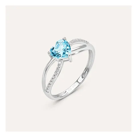 Stroili Amelie Anello cuore con topazio sky blue Oro 9kt Misura 16 1414207