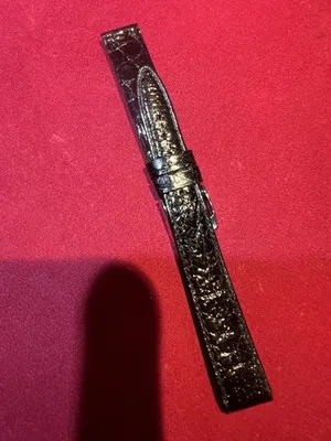 Cinturino per orologio in vera pelle di coccodrillo 14mm nero - 2606241736