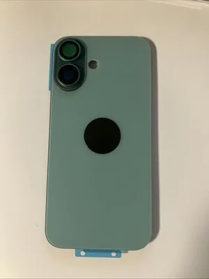 Back vetro Scocca Posteriore Per iPhone 16 plus Compatibile Magneti Verde Acqua