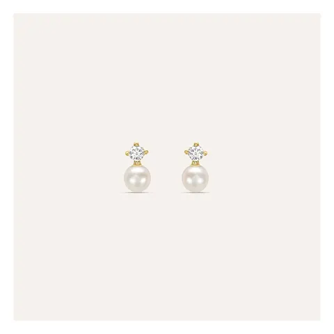 Stroili Bon Ton Orecchini lobo con perle e cubic zirconia Oro 9kt 1400978