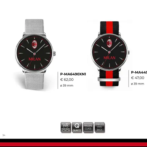 LD AC Milan Orologio Calcio Tidy 39 mm P-MA6490XN1 Originale Ufficiale