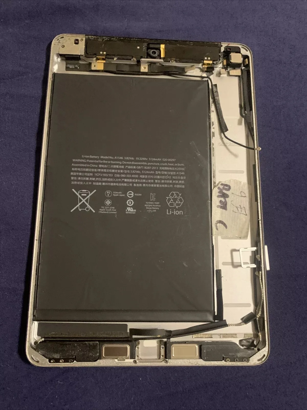 Originale Apple iPad Mini 4 A1550 Cellular Scocca Chassis Nero Semi Complet B+