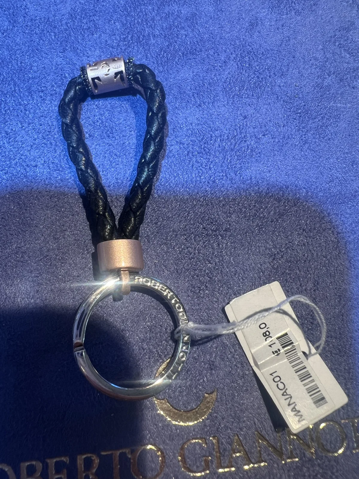 Roberto Giannotti portachiavi in pelle e argento con charm