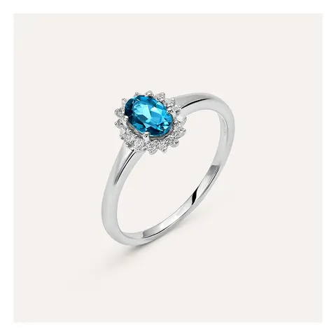Stroili Amelie Anello ovale con topazio london blue Oro 9kt Misura 16 1414427