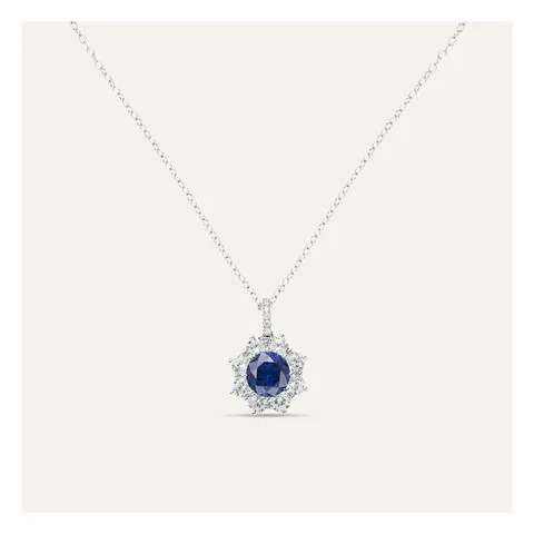 Stroili Silver Elegance Collana fiore blu con cubic zirconia Argento 925 1694862