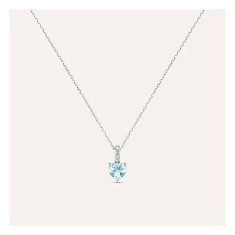 Stroili Amelie Heart Necklace with Sky‑Blue Topaz and Stones 9kt Gold 1413235