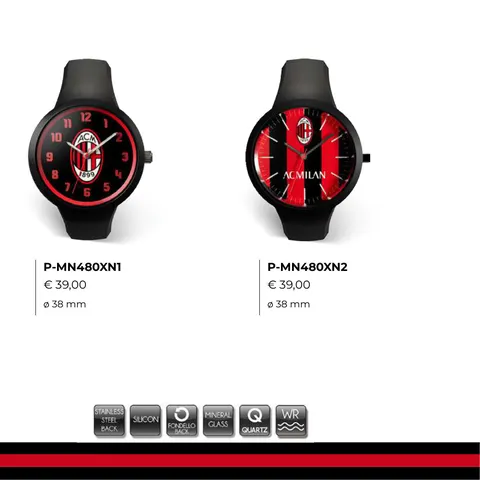 LD AC Milan Orologio Calcio One Unisex 38 mm P-MN480XN2 Originale Ufficiale