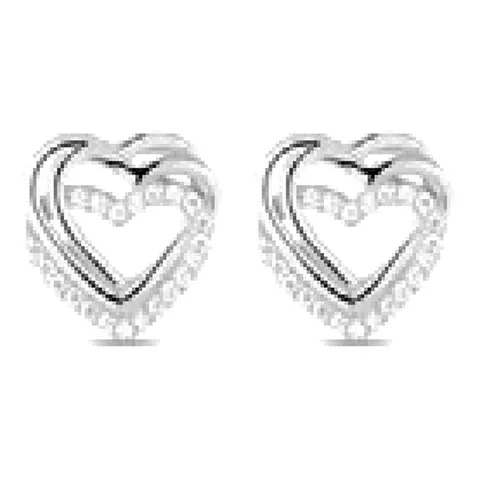 Stroili Silver Shine Orecchini lobo con cubic zirconia cuore Argento 925 1662257