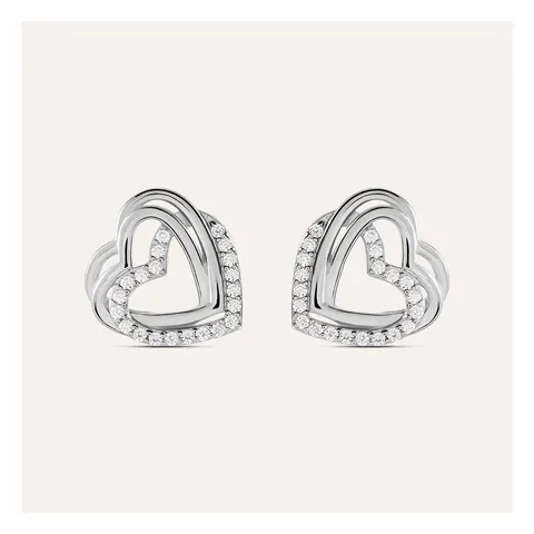 Stroili Silver Shine Orecchini lobo con cubic zirconia cuore Argento 925 1662257